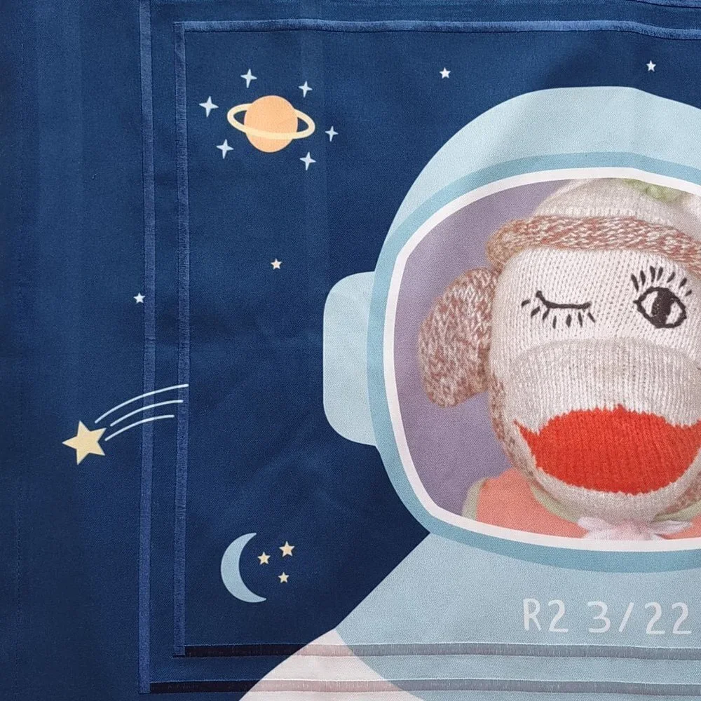 Kid Decor Sock Monkey Astronaut Pillow Sham Stars Moon Planets Kid  27